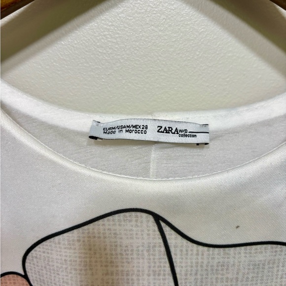 Zara Floral Print Soft Lined Sleeveless Cropped Length Crop Top Shirt White Pink - Picture 6 of 10